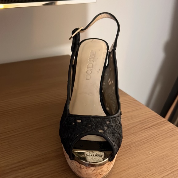 Jimmy choo size 37 black wedges - Picture 2 of 2